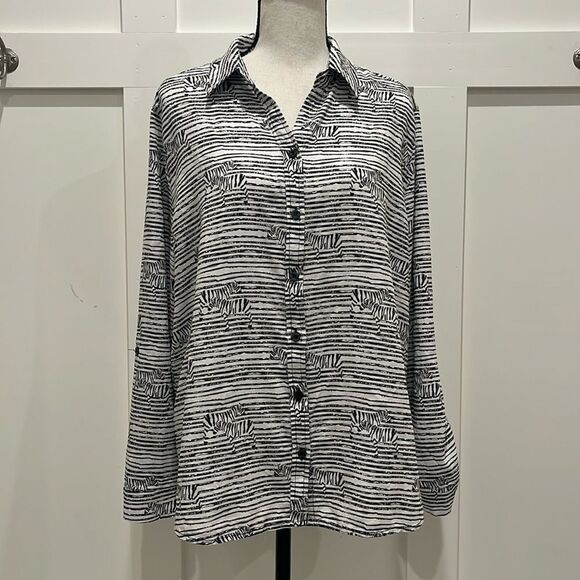 Chico's Tops - Chico's Zebra Print B&W LS Blouse